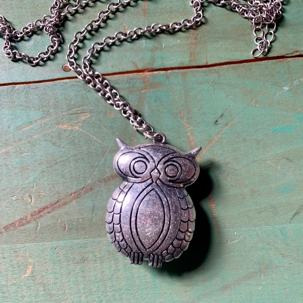 Pewter Owl Sparkle Belly Two Sided Silver Tone Owl - Crystal Jelly Belly Owl